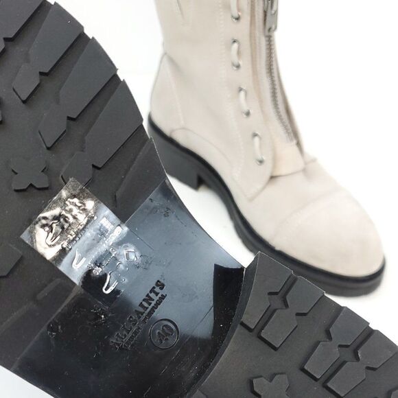 All Saints Ariel Boots Zip Up Suede Leather Combat Boots NWOB - Picture 10 of 13